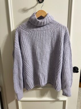 Cozy Lavender Turtleneck Chunky Knit Sweater